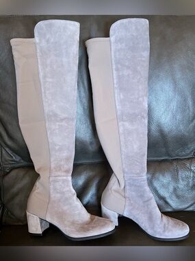 Stuart Weitzman Gray Suede Reserve OTK Winter Boots Size 5.5 - Microstretch -EUC